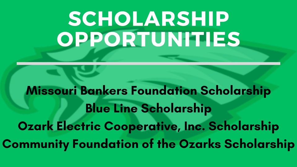 Scholarship Opportunities.  Missouri Bankers Foundation, Blue Line, Ozark Electric Cooperative, and Community Foundation of the Ozarks scholarships.