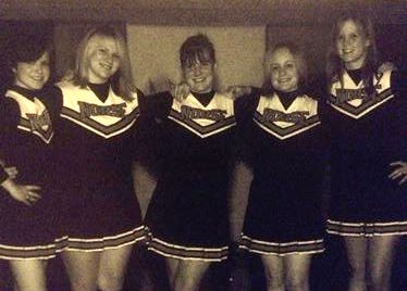 2006-2007 Norse Cheer Squad (L to R): Angeline Frei, Liz Lunde, Bethany Maassen, Kelsey Kopp, Jenna Fremstad.