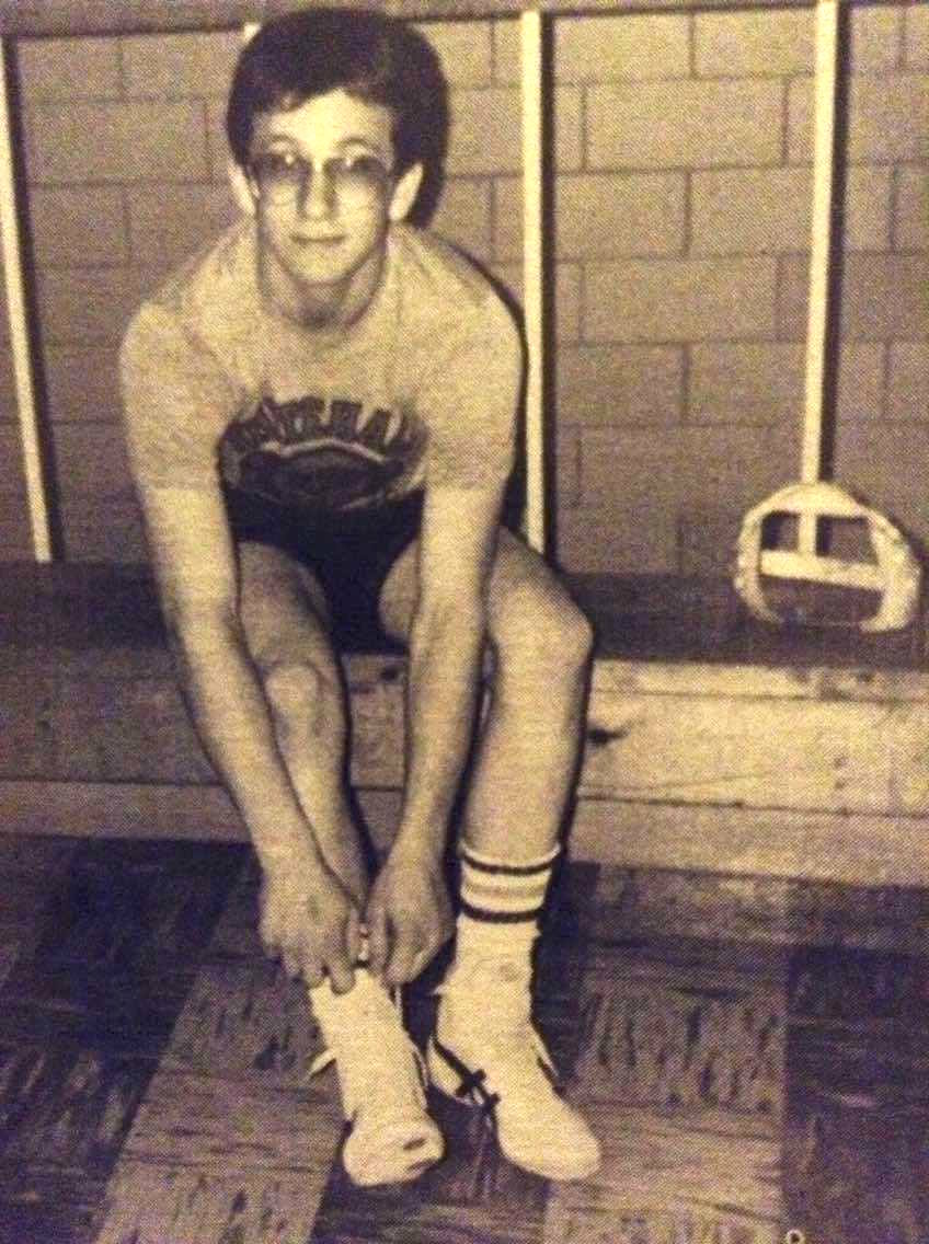 Dave Lyngen lacing up for practice.