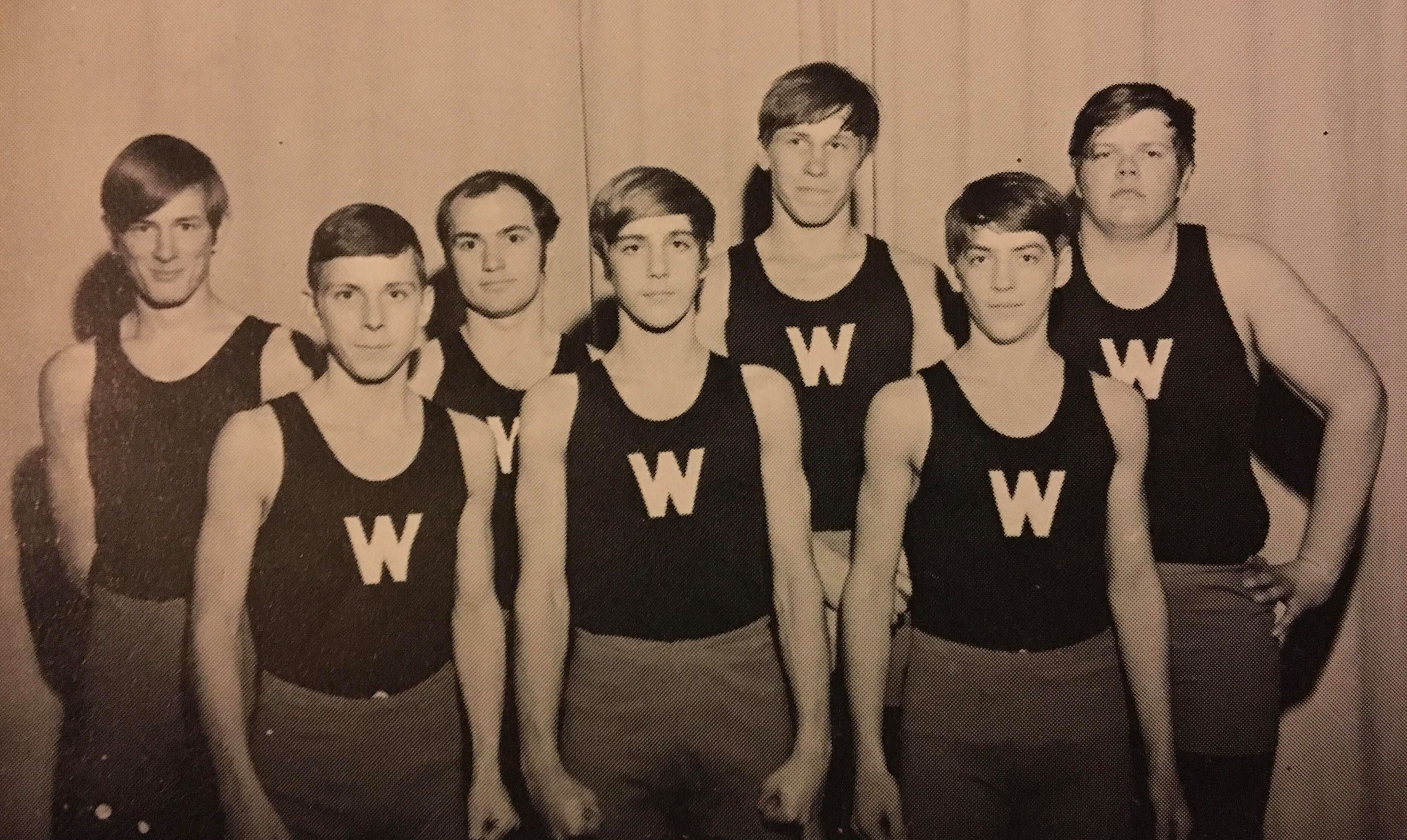 The Hammers of 1970-1971: Left to Right: Alyn Knudtson, Brian Borreson, Bob Shanklin, Brian Knutson, Dave Jarstad, Ralph Lyon, and Bob Speerstra.