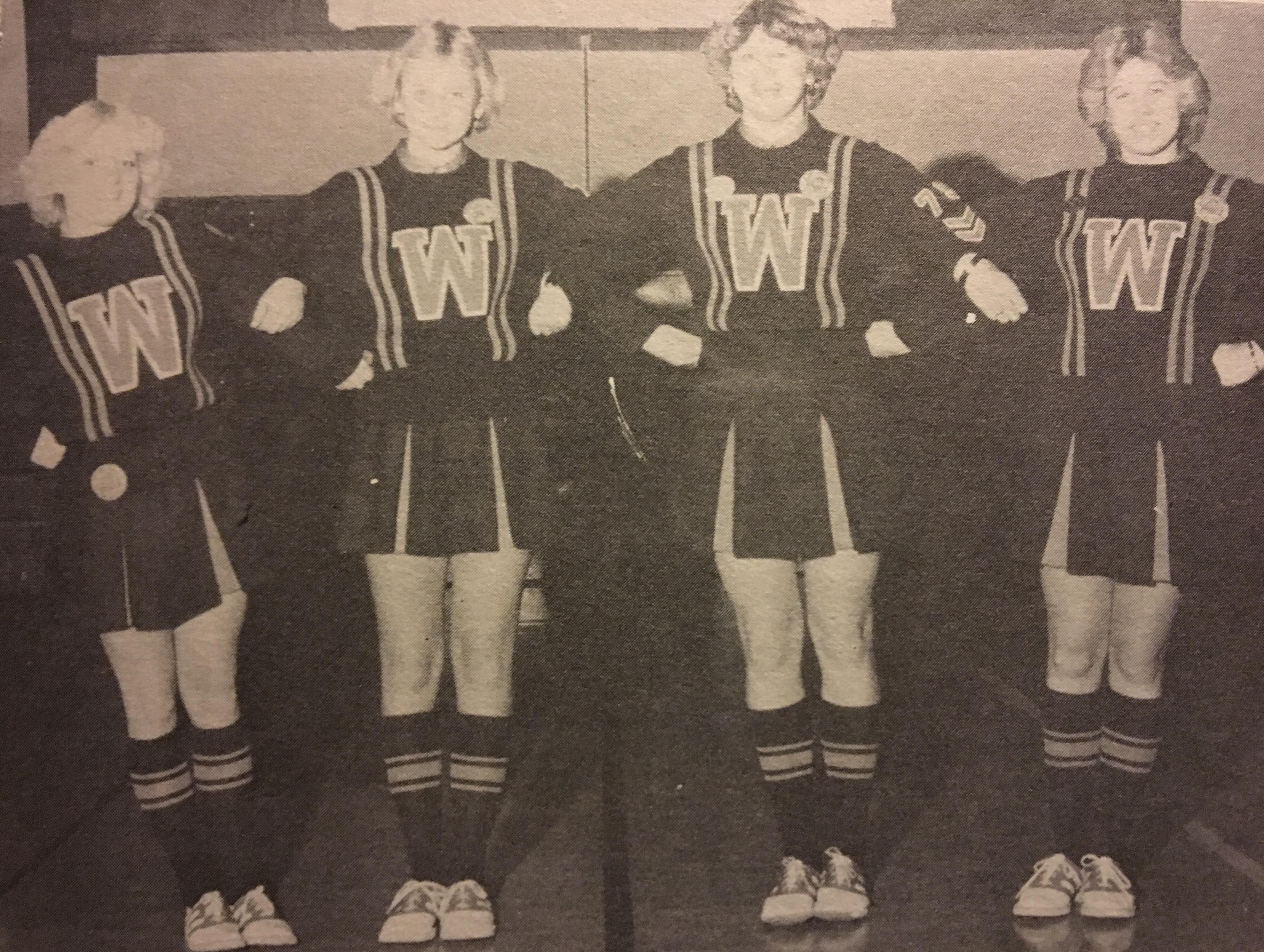 Wrestling Cheerleaders: Liza Guse, Kaye Wozney, Sue Hughes, Karen Faldet.