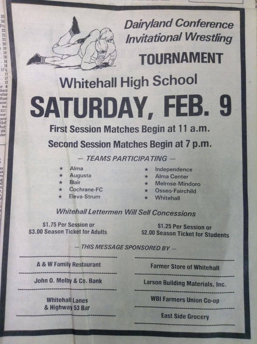 Whitehall Invitational Ad in the Whitehall Times.