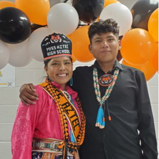 Nizhoni Yellow and Cash Pioche during the Native Senior reception in May 2023