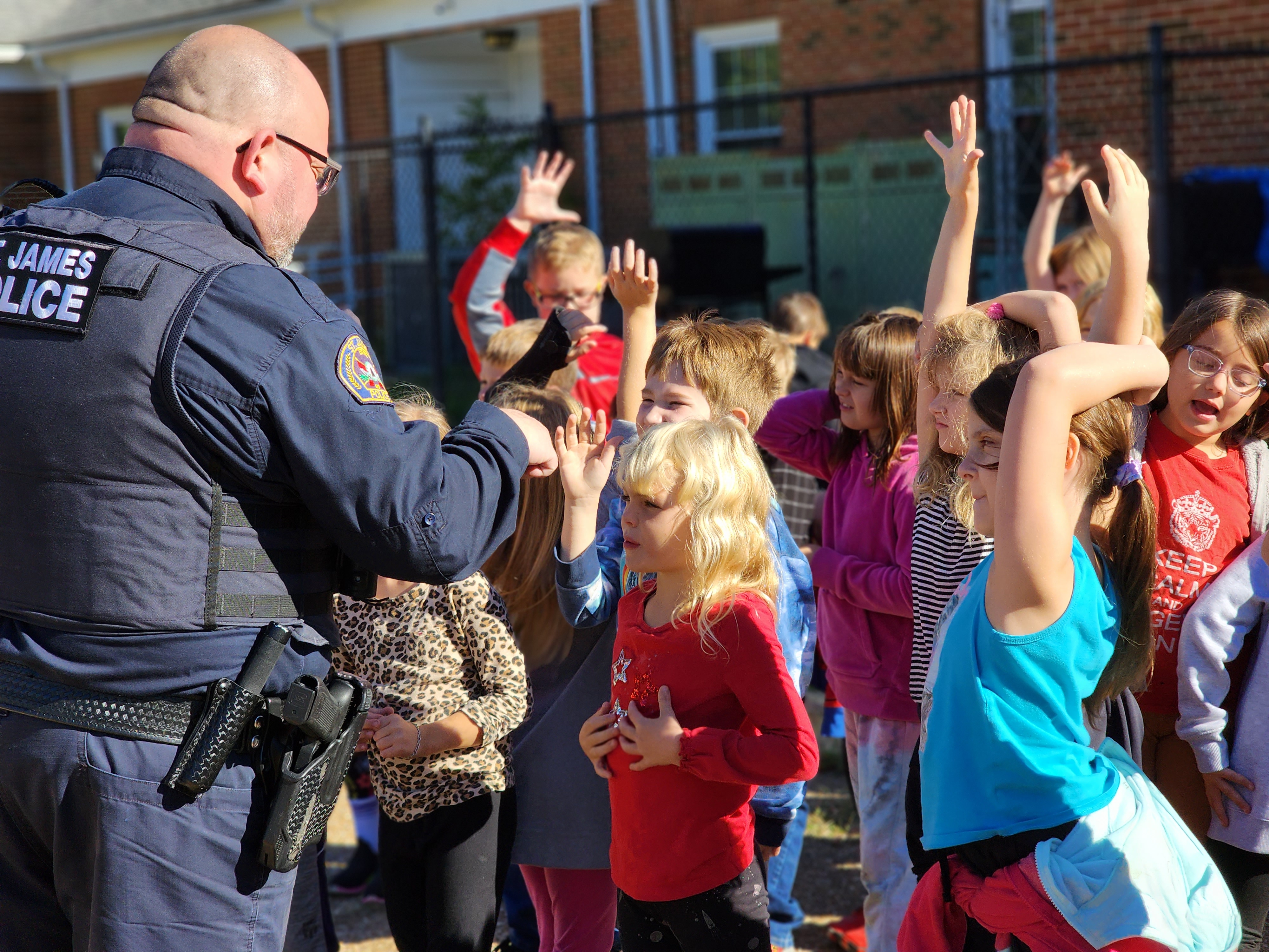 SRO talks to students. 