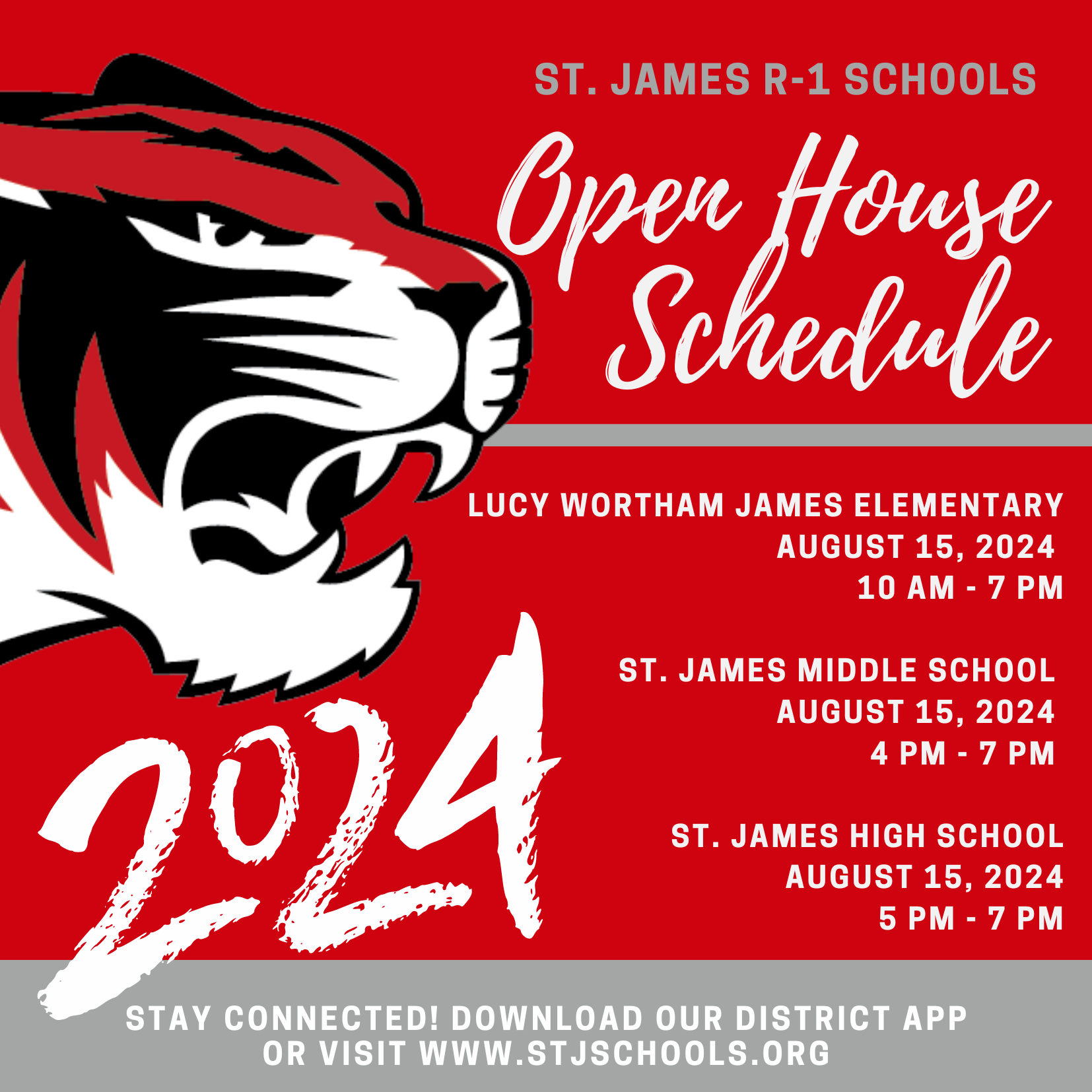 Open House Schedules 2024