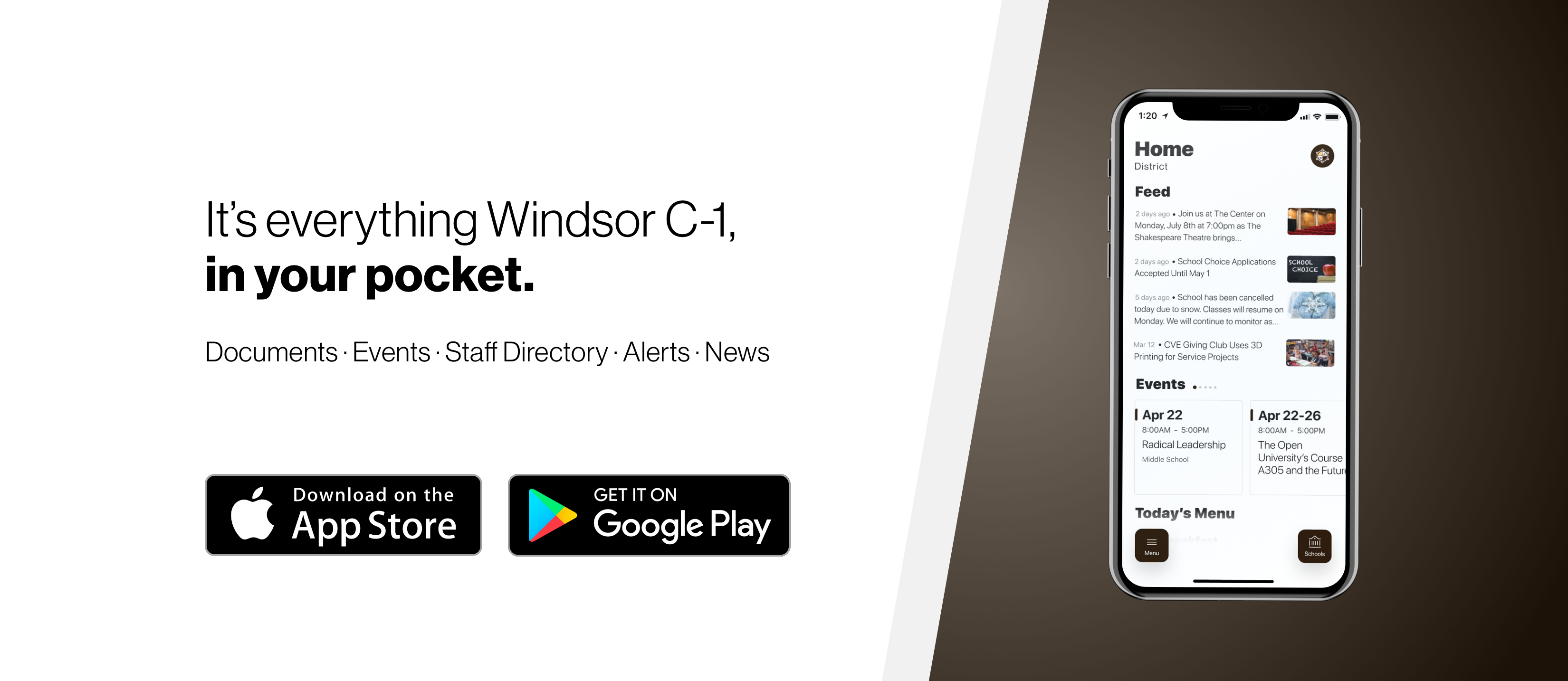 download the new Windsor C-1 school mobile app in stores today