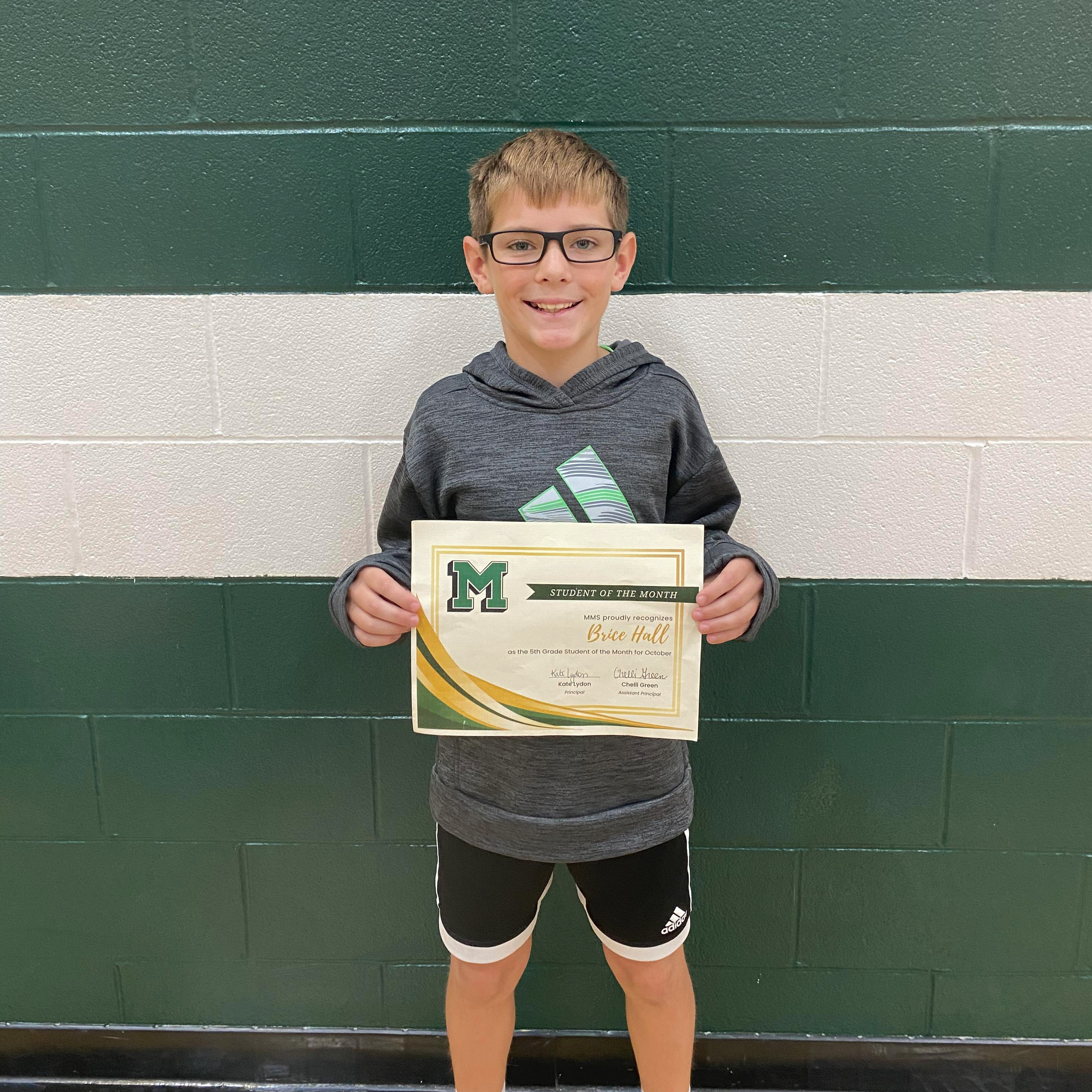 Brice - MMS 5th Grade October Student of the Month