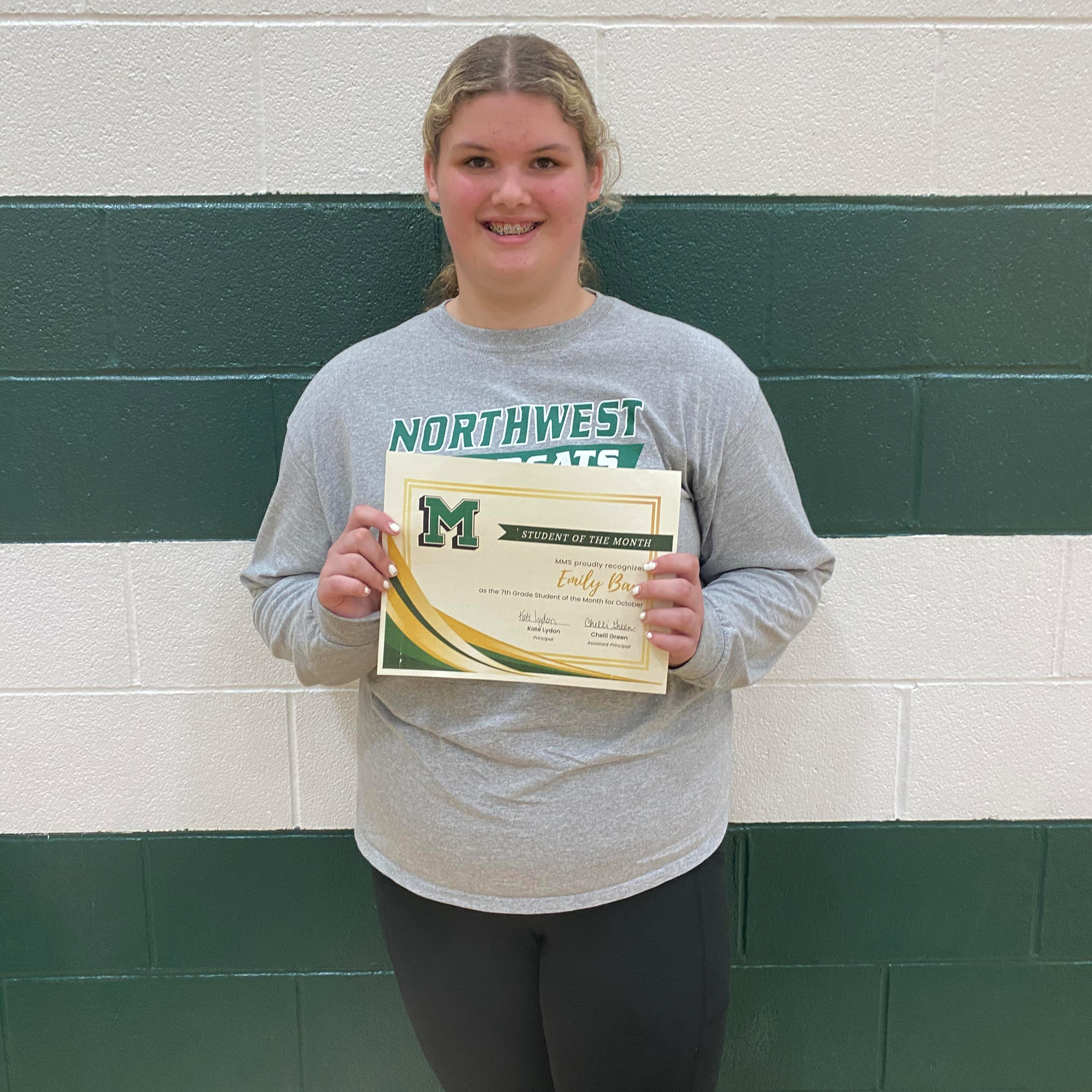 Emily - MMS 7th Grade October Student of the Month