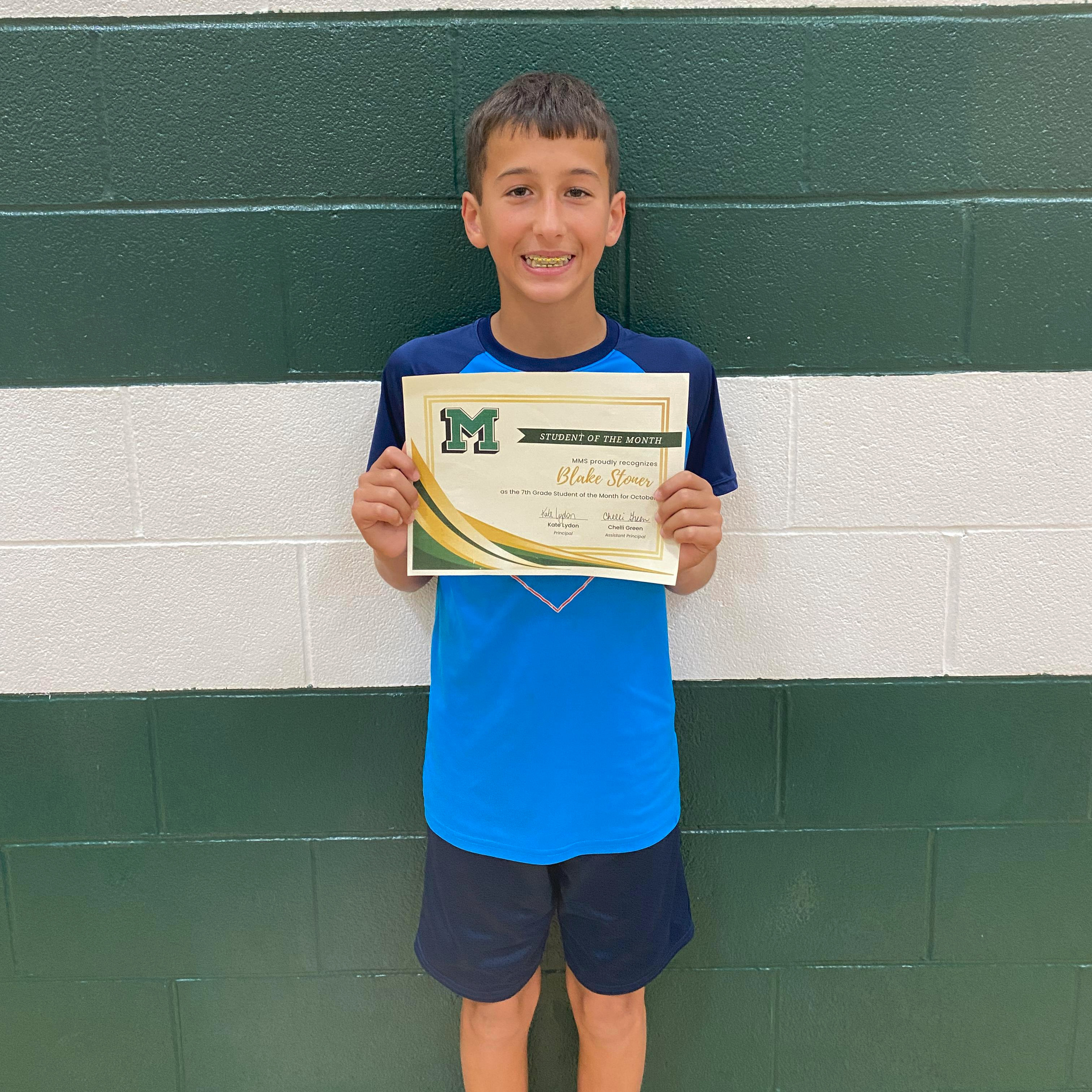 Blake - MMS 7th Grade October Student of the Month