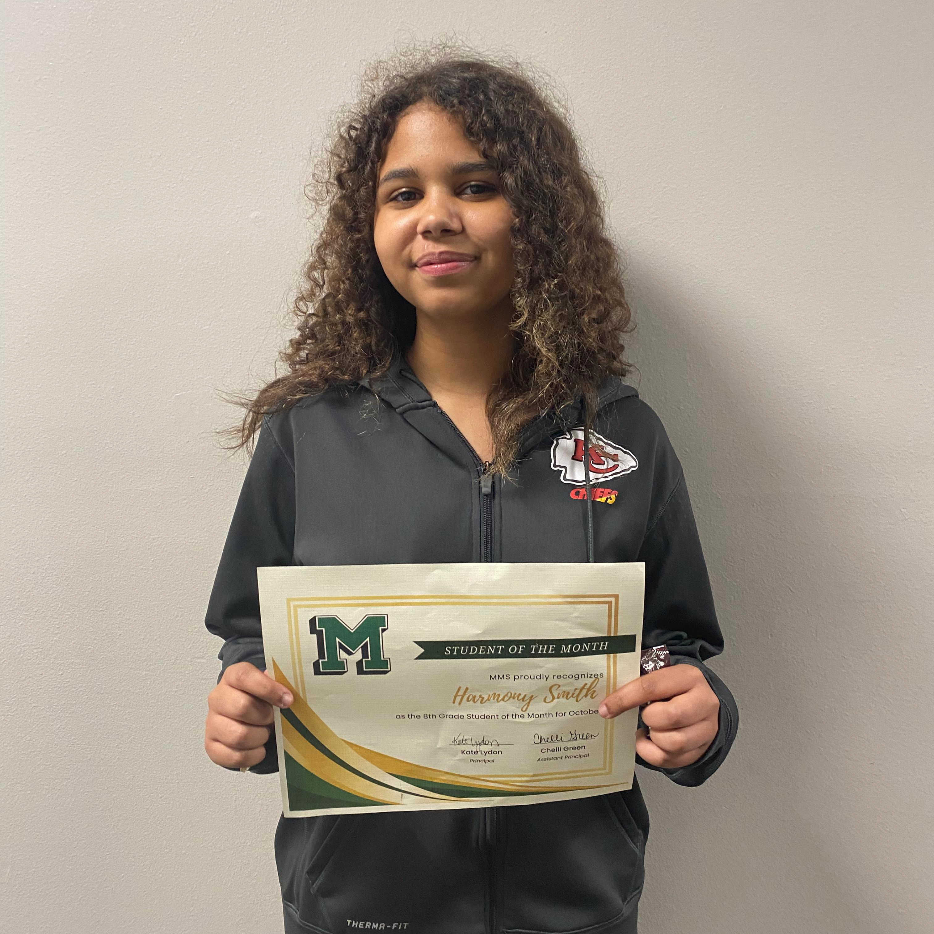 Harmony - MMS 8th Grade October Student of the Month