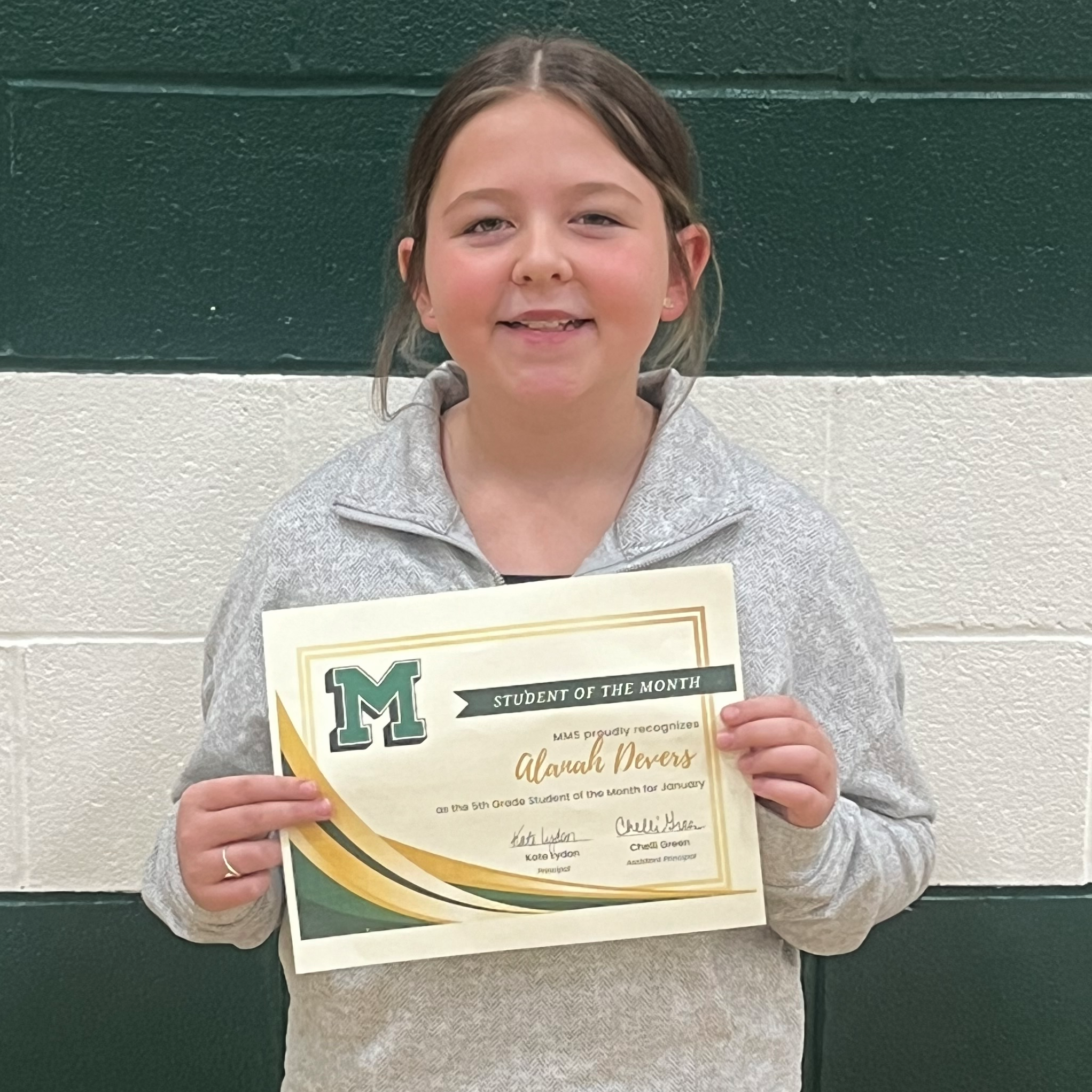 Alanah - MMS 5th Grade January Student of the Month