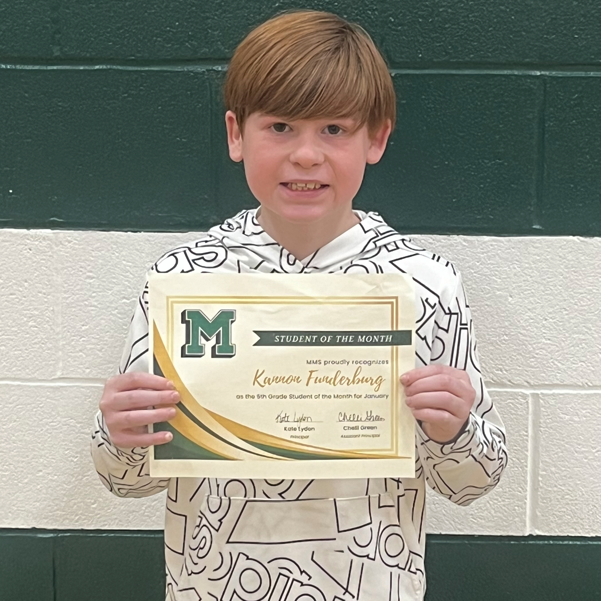 Kannon - MMS 5th Grade January Student of the Month