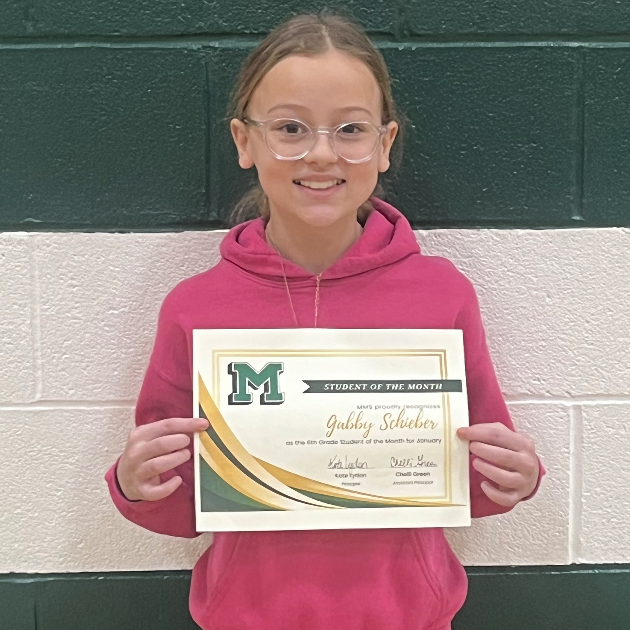 Gabby - MMS 6th Grade January Student of the Month
