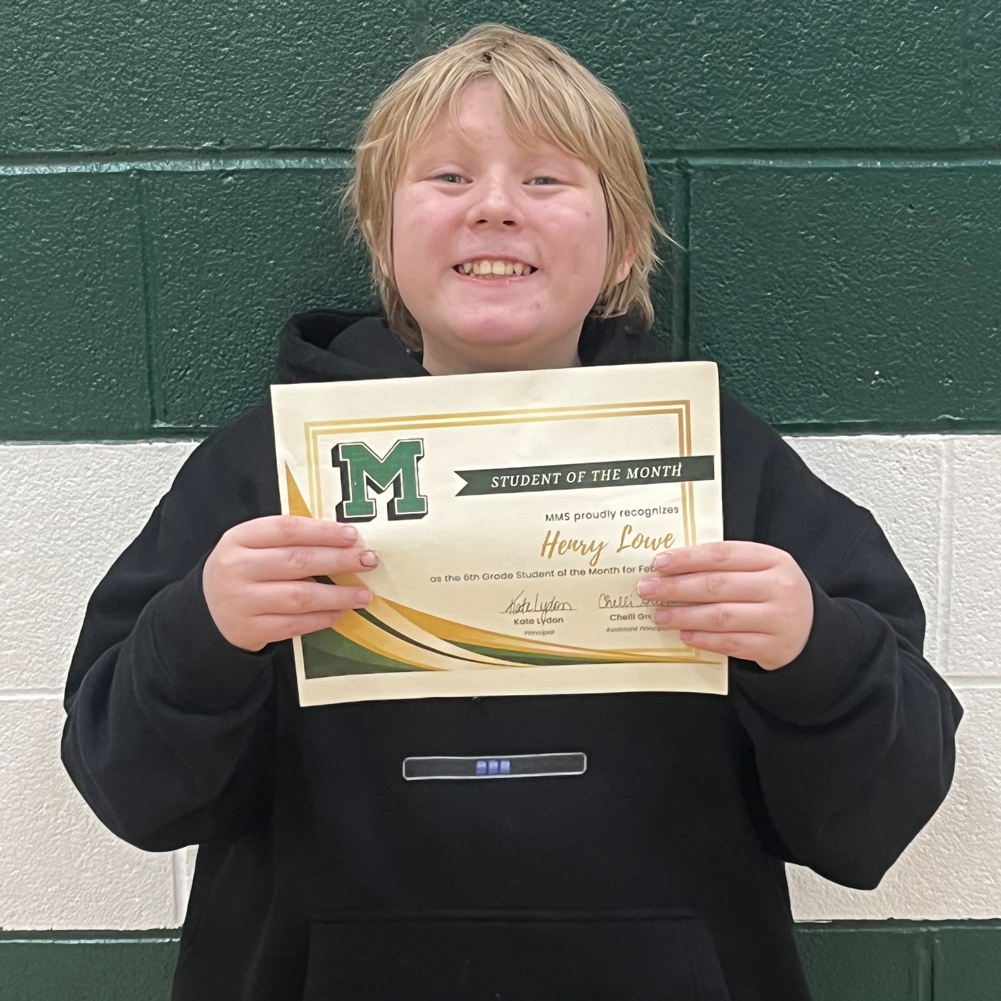 Henry - MMS 6th Grade February Student of the Month