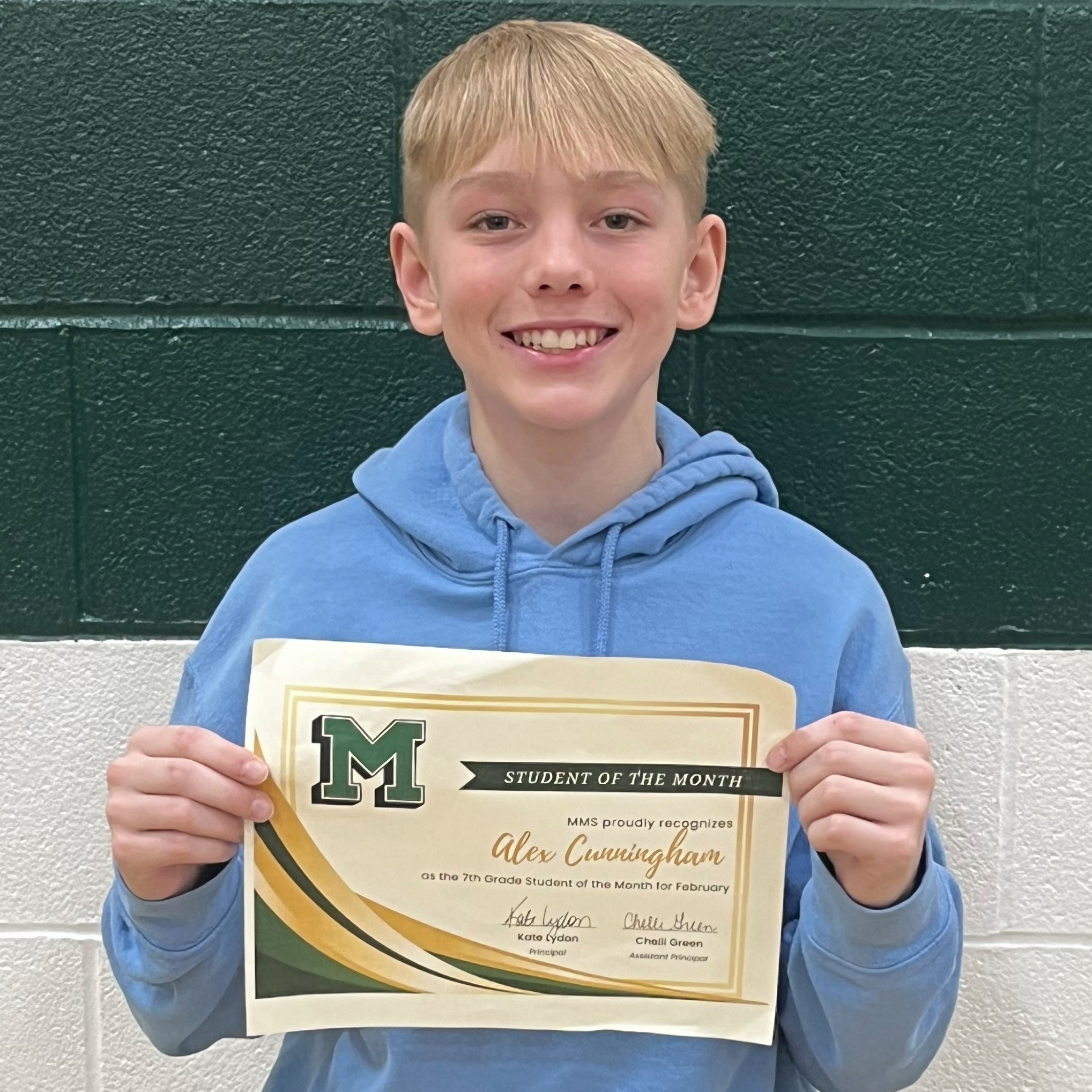 Alex - MMS 7th Grade February Student of the Month