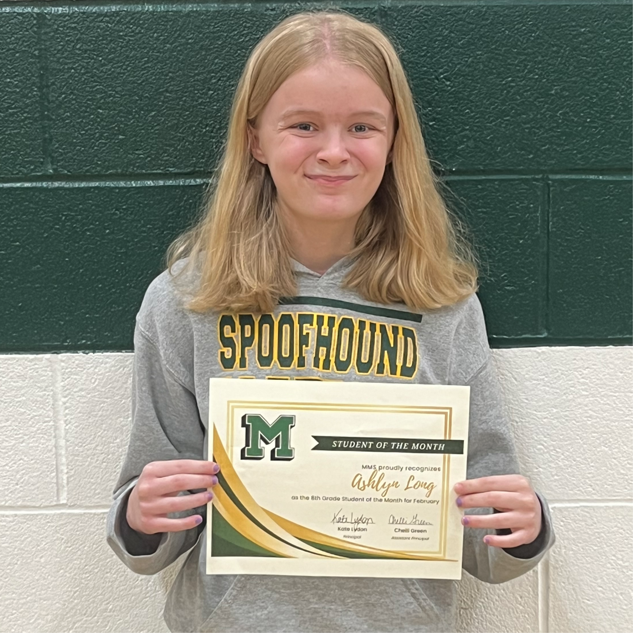 Ashlyn - MMS 8th Grade February Student of the Month