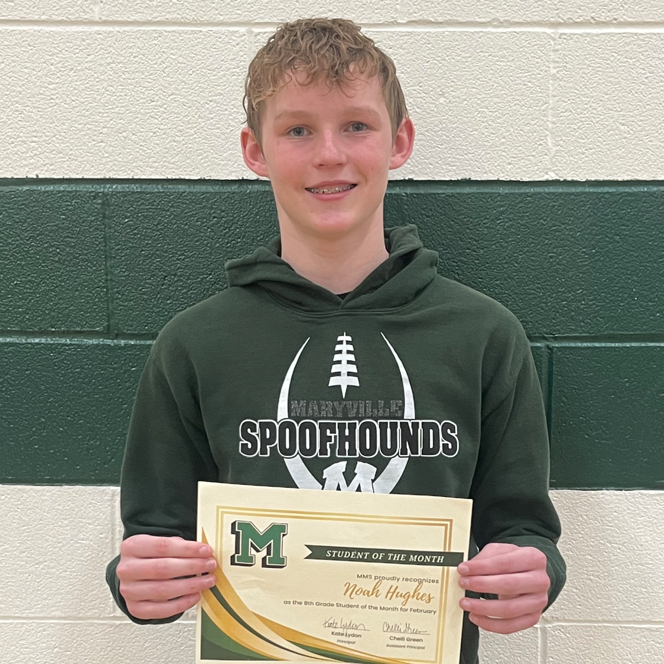Noah - MMS 8th Grade February Student of the Month