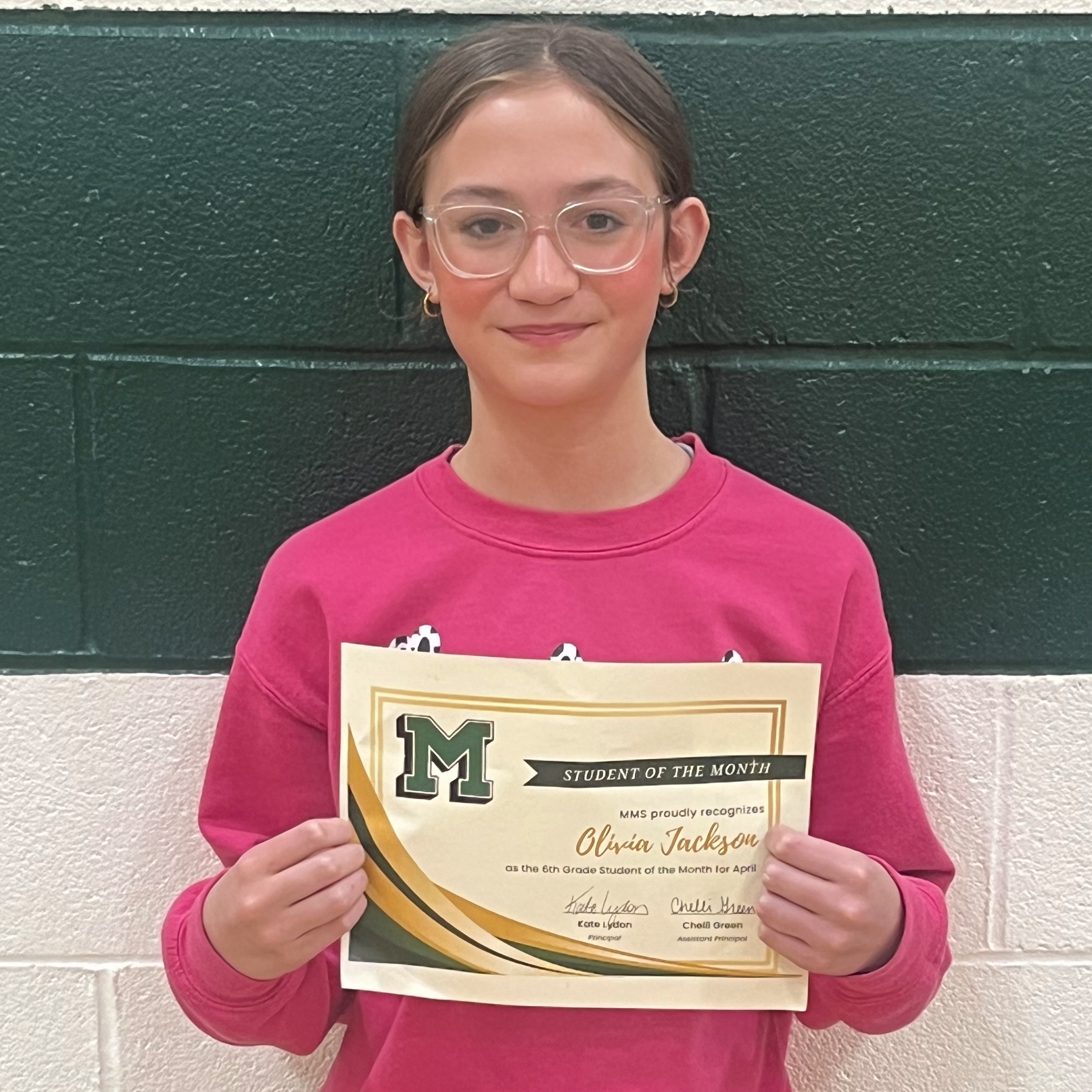 Olivia - MMS 6th Grade April Student of the Month