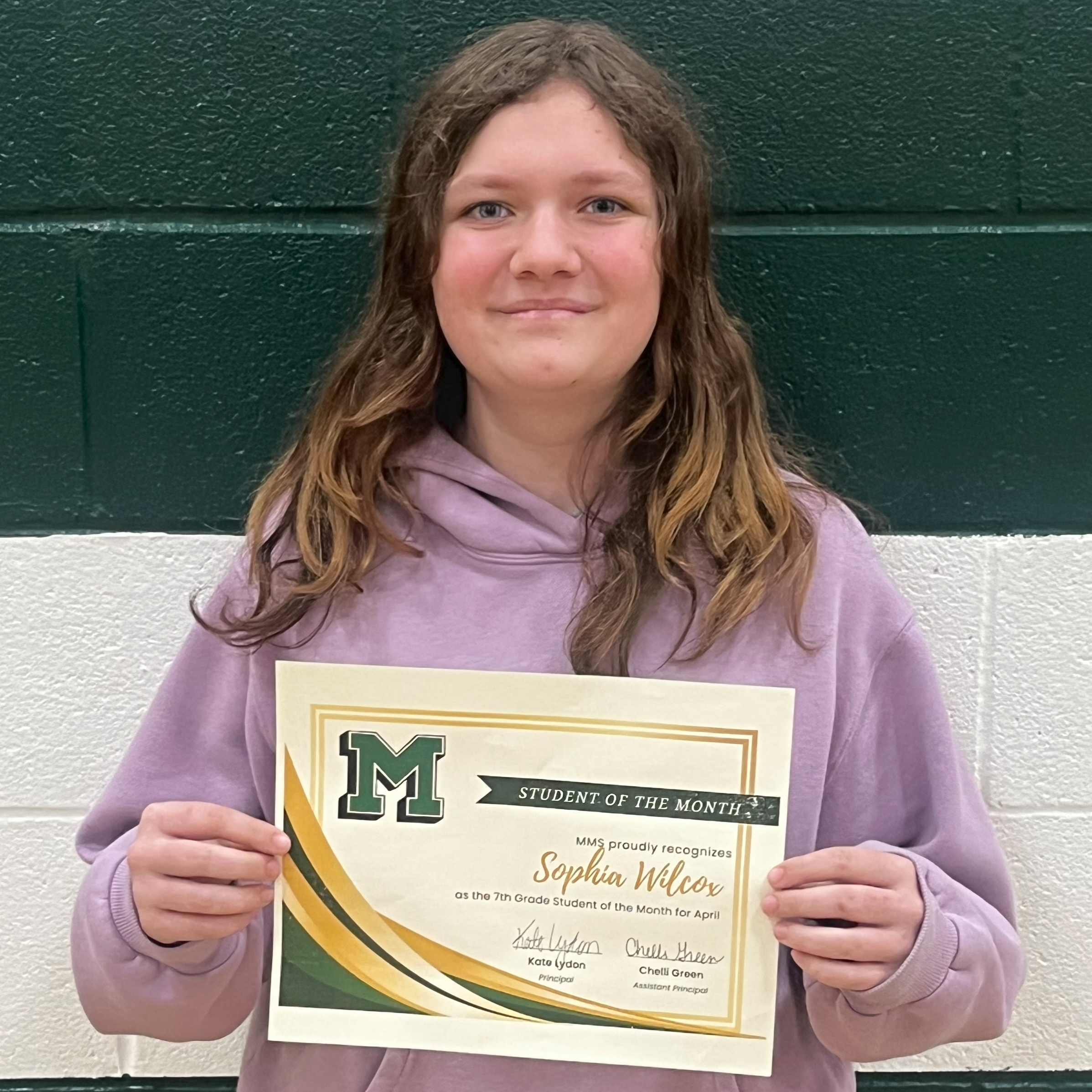 Sophia - MMS 7th Grade April Student of the Month