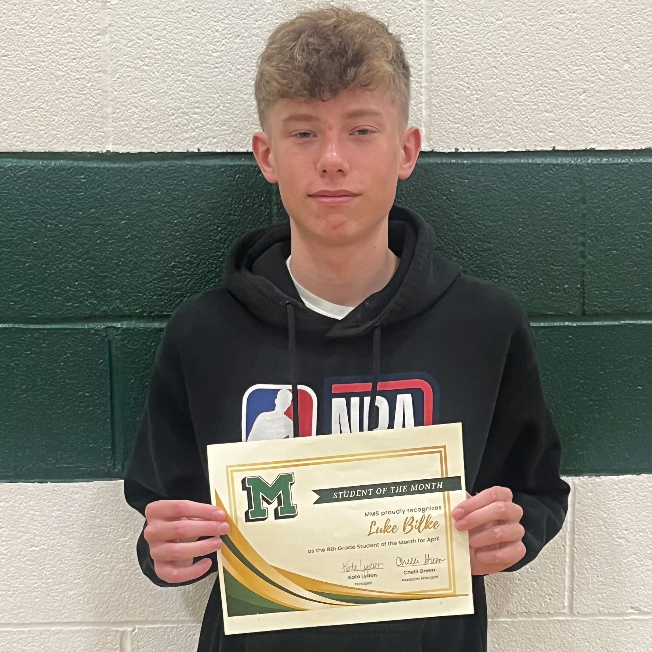 Luke - MMS 8th Grade April Student of the Month