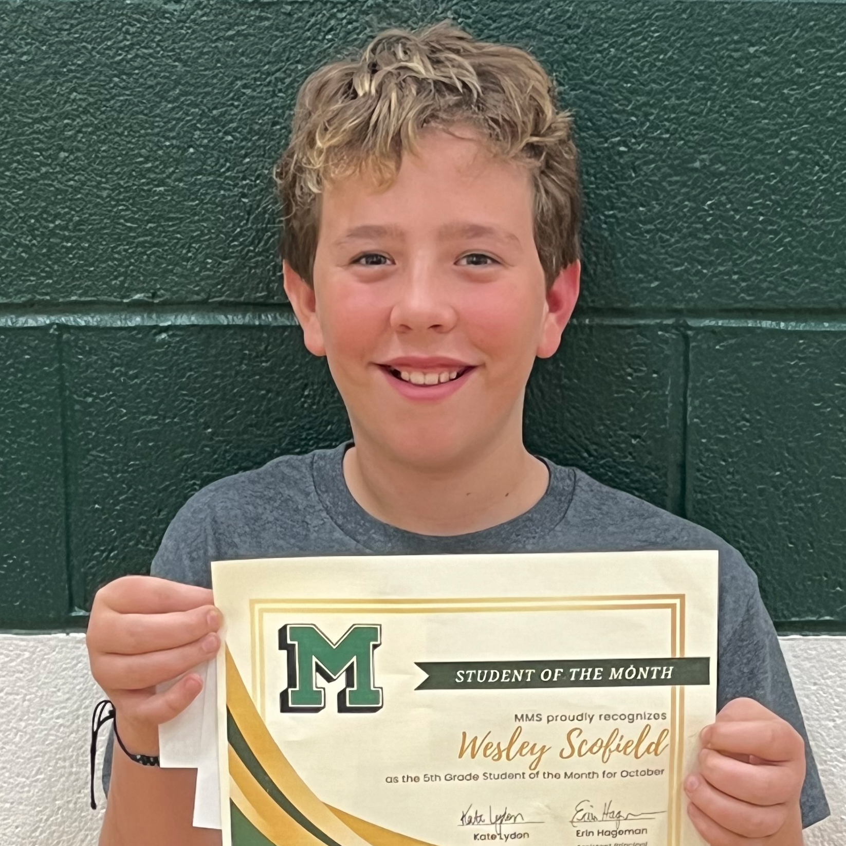 Wesley - MMS 5th Grade October Student of the Month