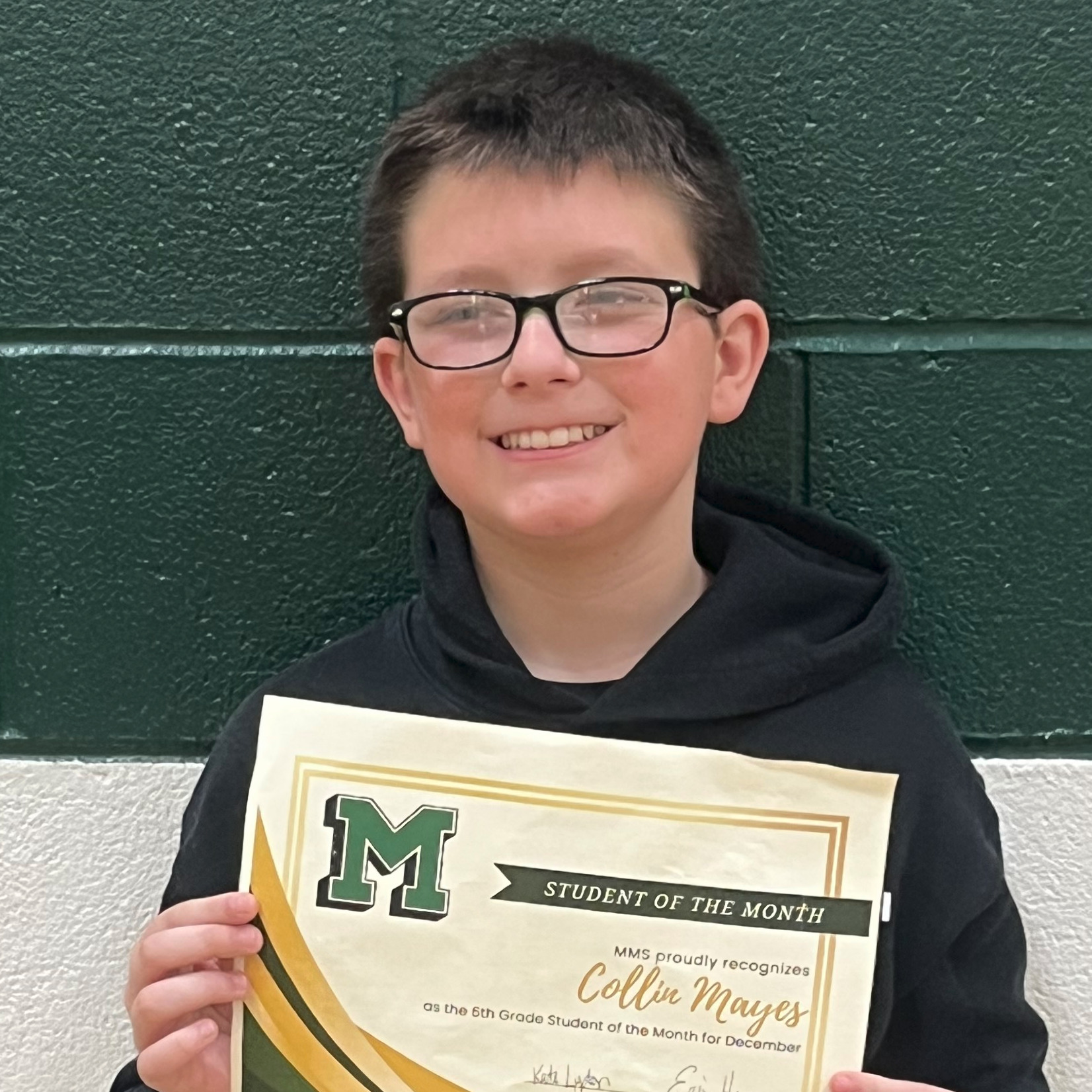 Collin - MMS 6th Grade December Student of the Month