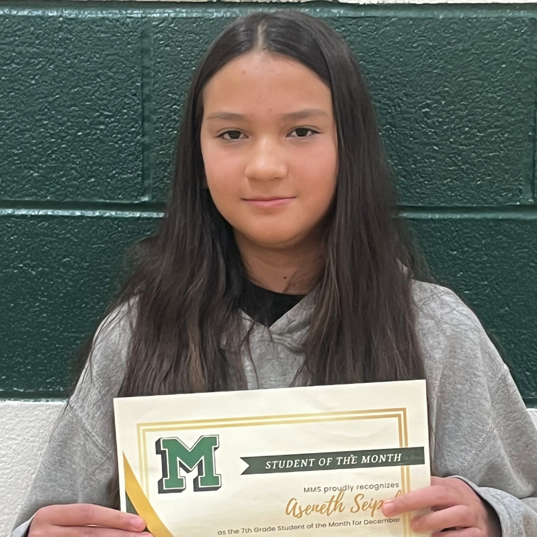 Aseneth - MMS 7th Grade December Student of the Month