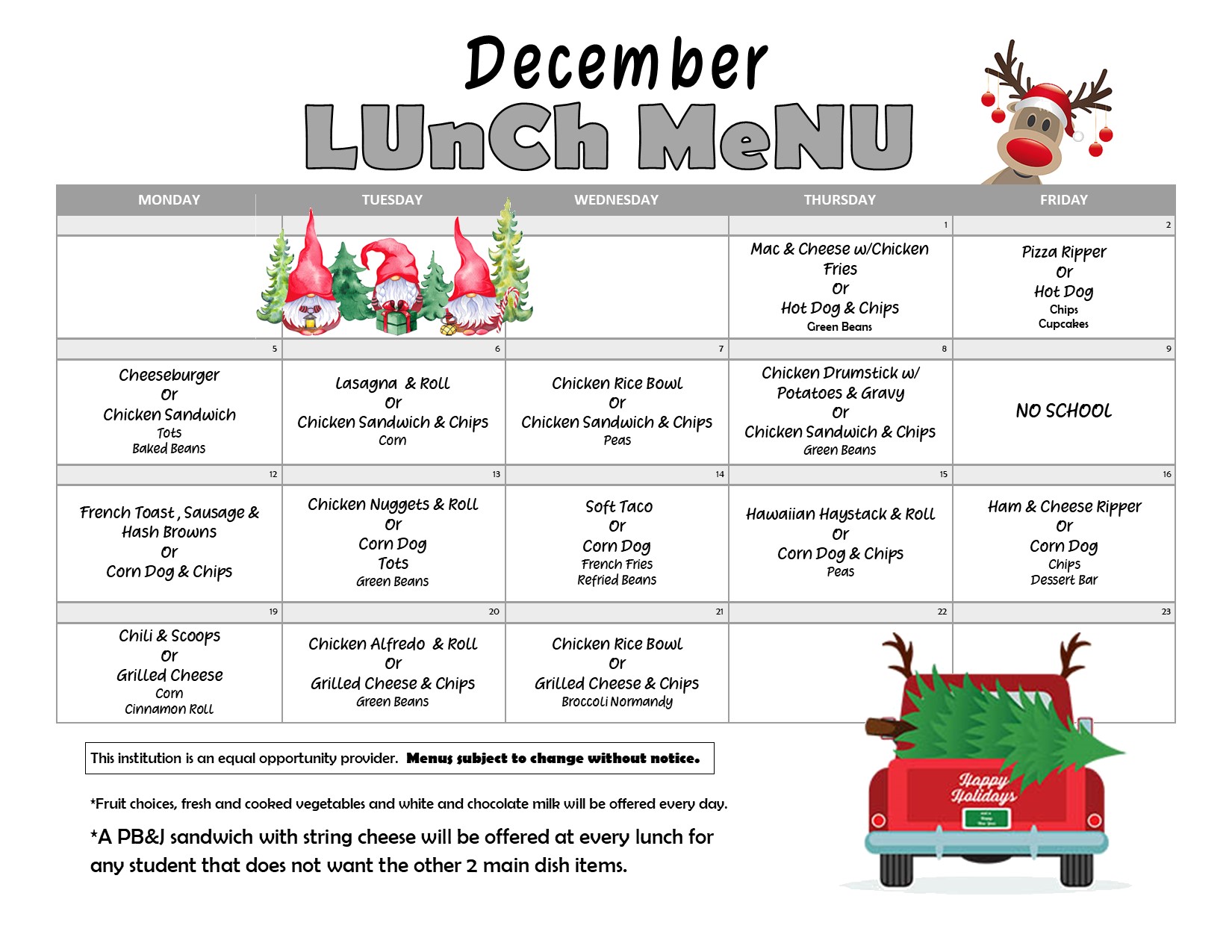 Breakfast/Lunch Menu Fielding Elementary