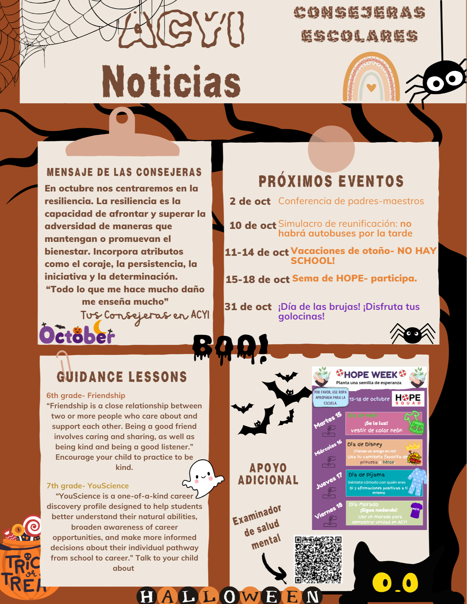 School Counselors Newsletter Spanish