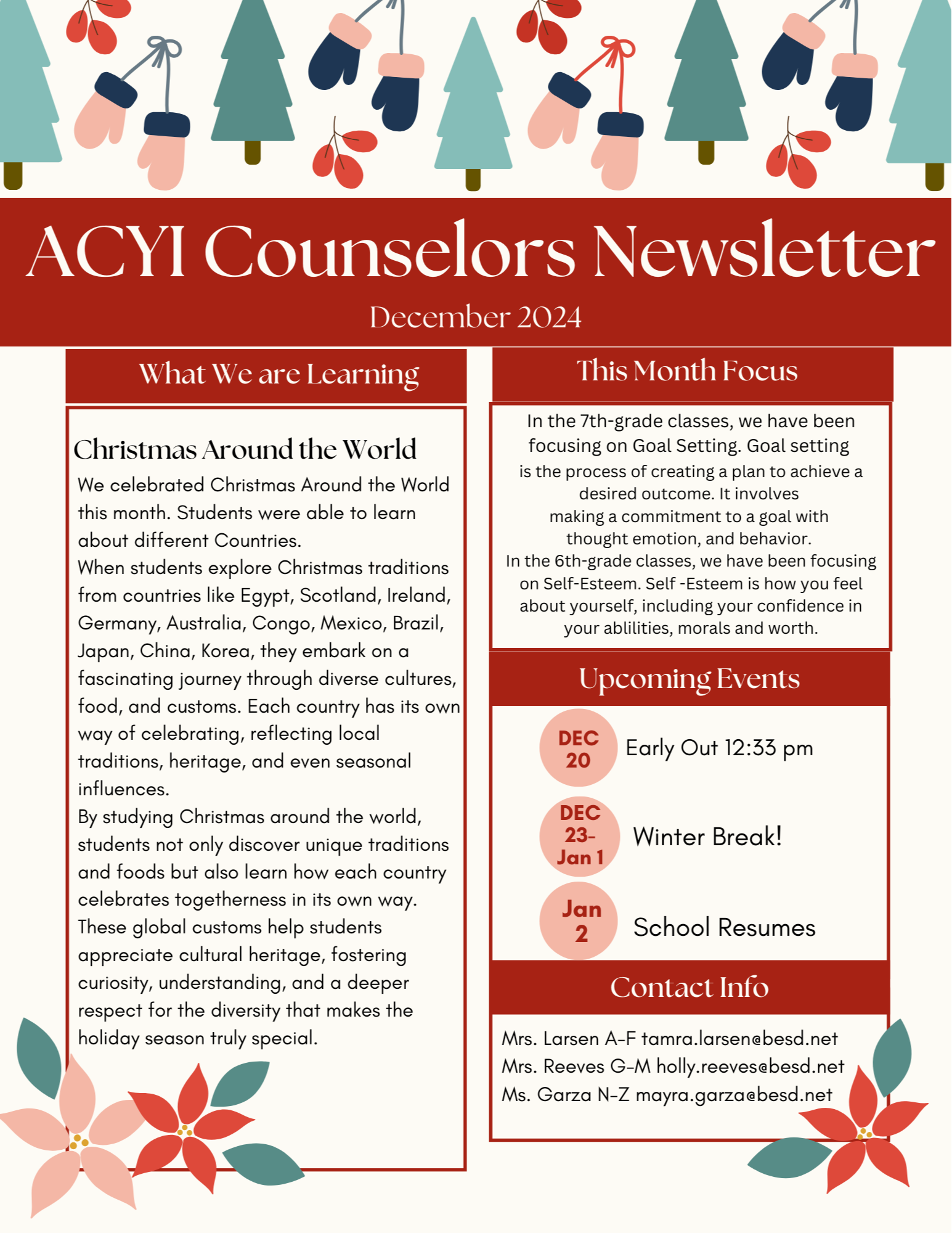 School Counselors Newsletter