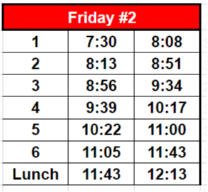 Friday bell schedule