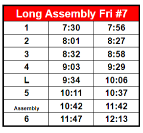 Friday Long Assembly Bell Schedule