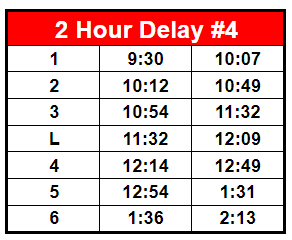 2 hour delay schedule