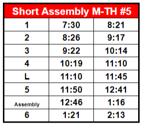 short assembly schedule