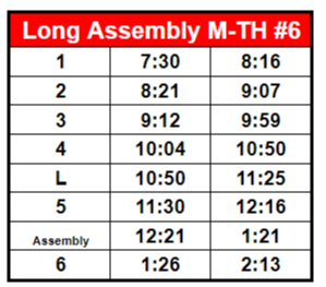 long Assembly schedule