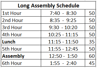 Long Assembly Schedule ciip