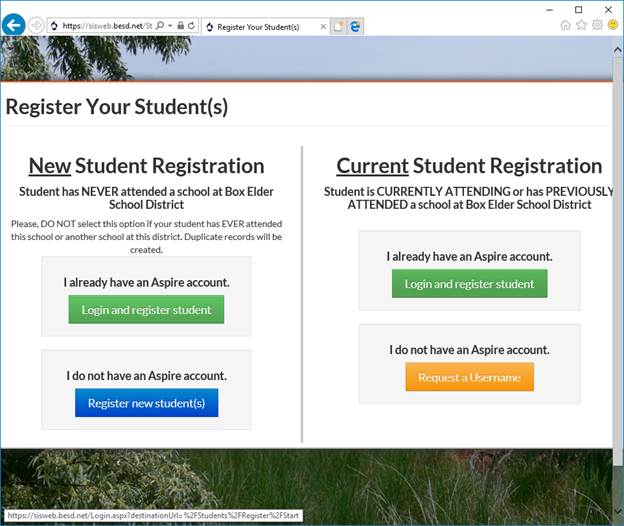 Current Student Registration