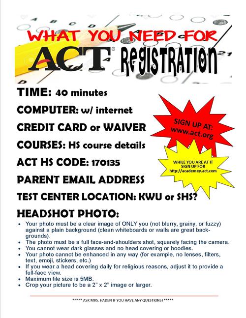 act registration what you need list