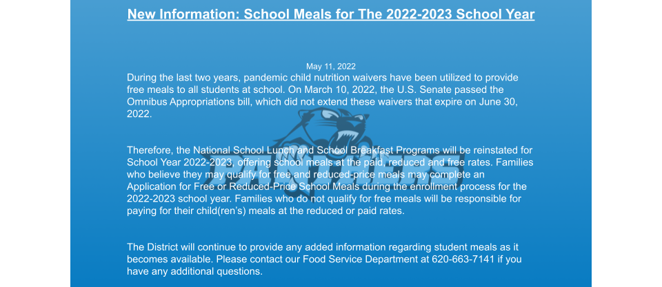 2022-2023 School Meals Information