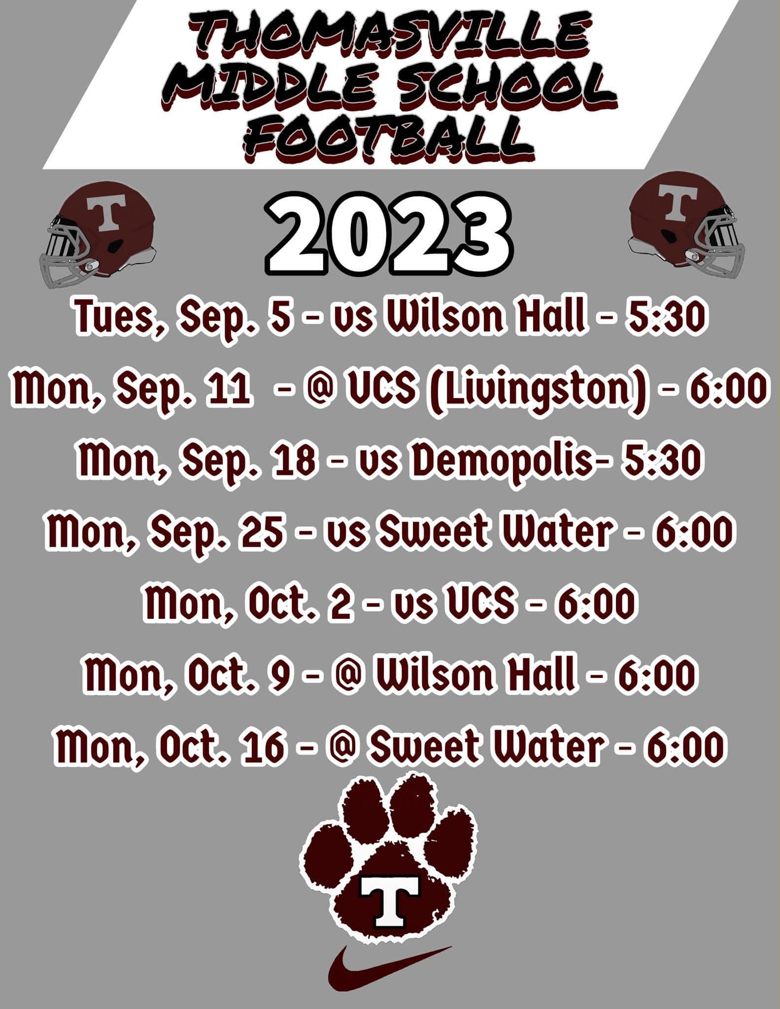 2023 TMS football schedule