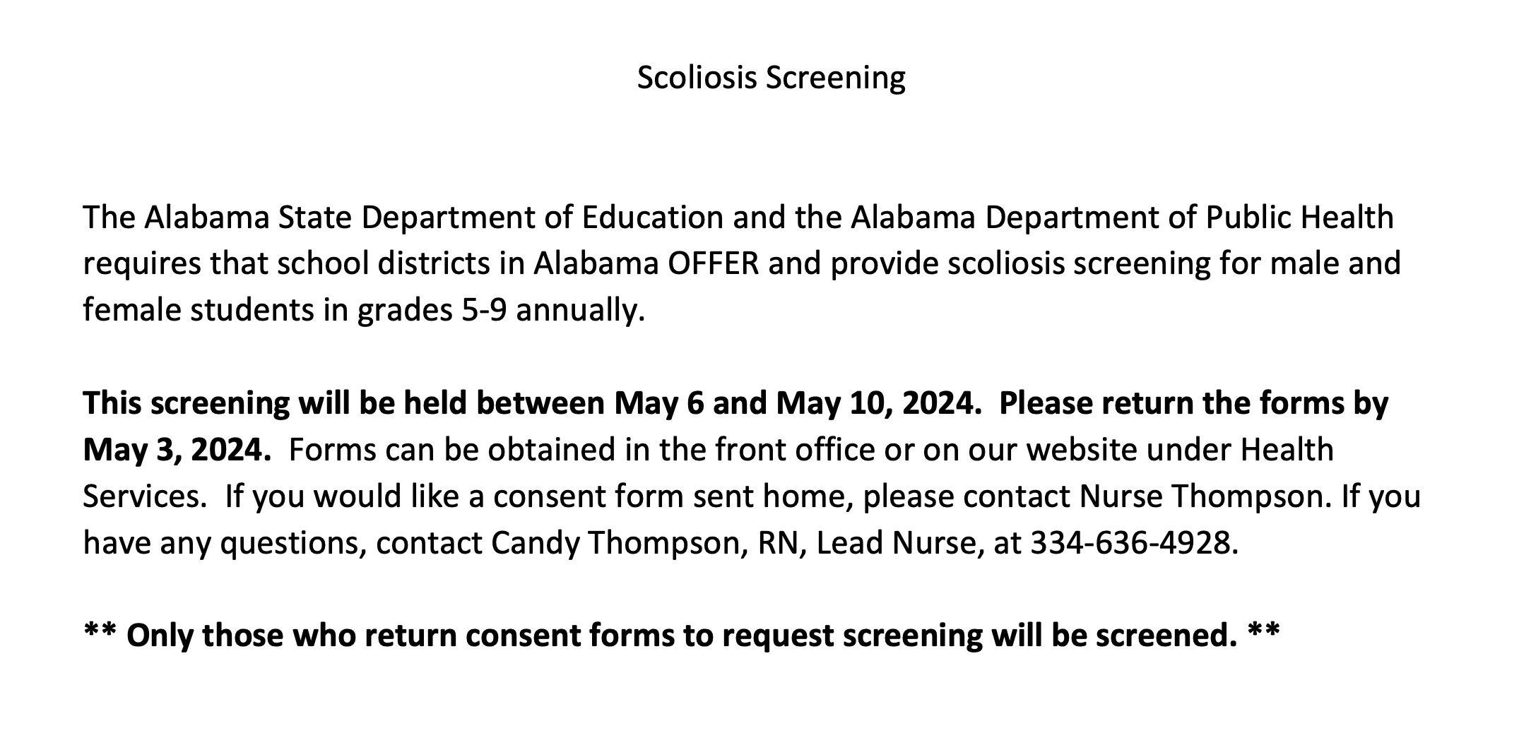 Scoliosis screening 4-19-24