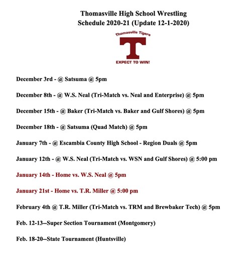 Wrestling Schedule 