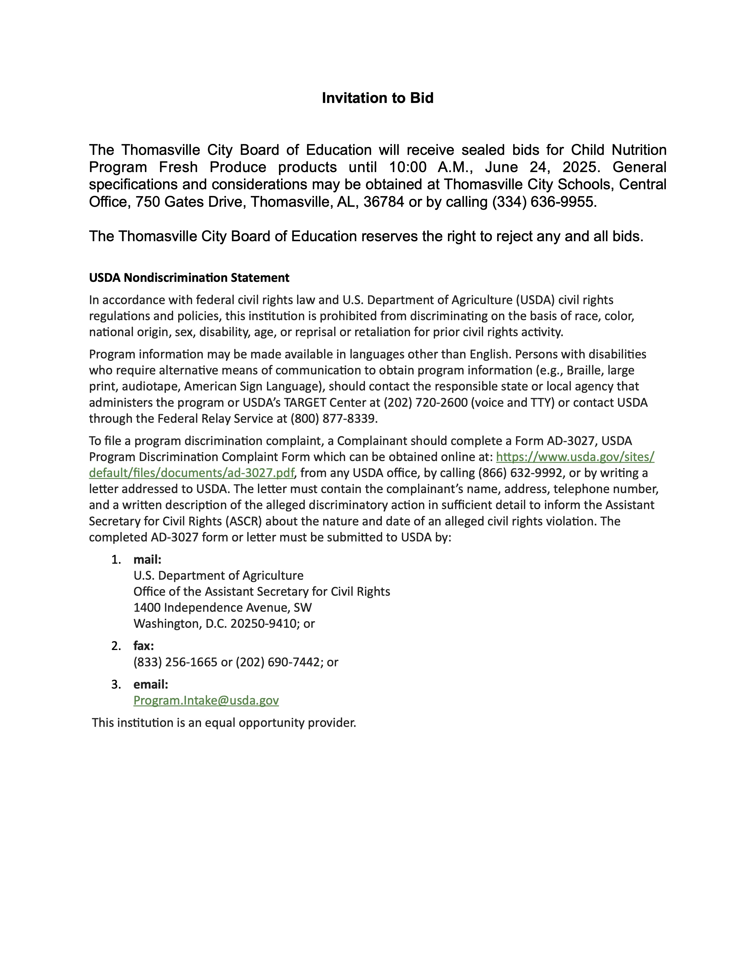 Fresh produce bid 2025
