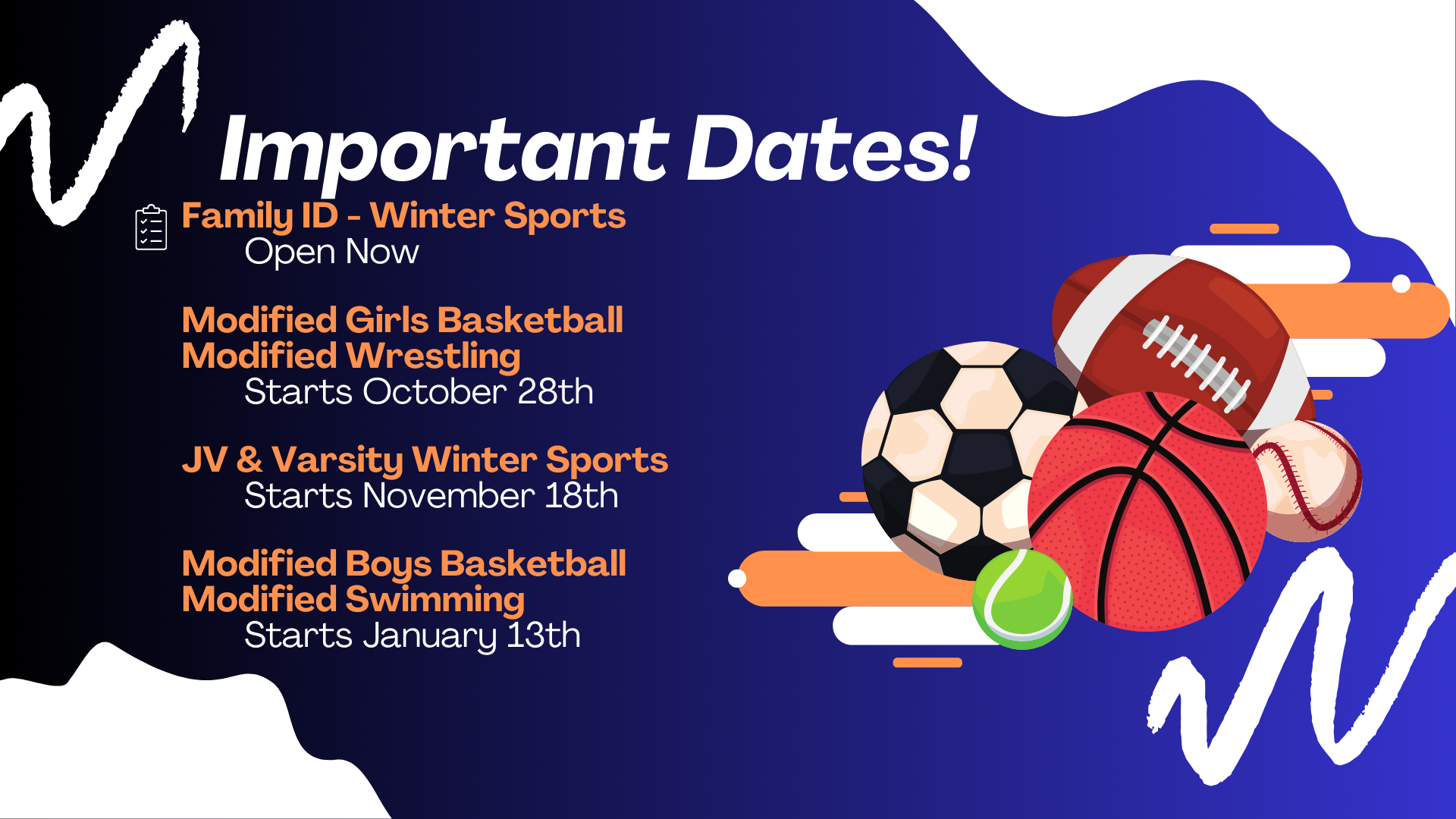 Winter 2024-25 Sports - Important Dates