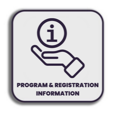 Program and Registration Information with image of hand holding the letter I in a circle