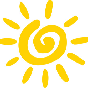 Drawing of the sun with a bright yellow spiral in the middle