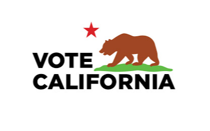 Vote California logo with brown bear silhouette and red star