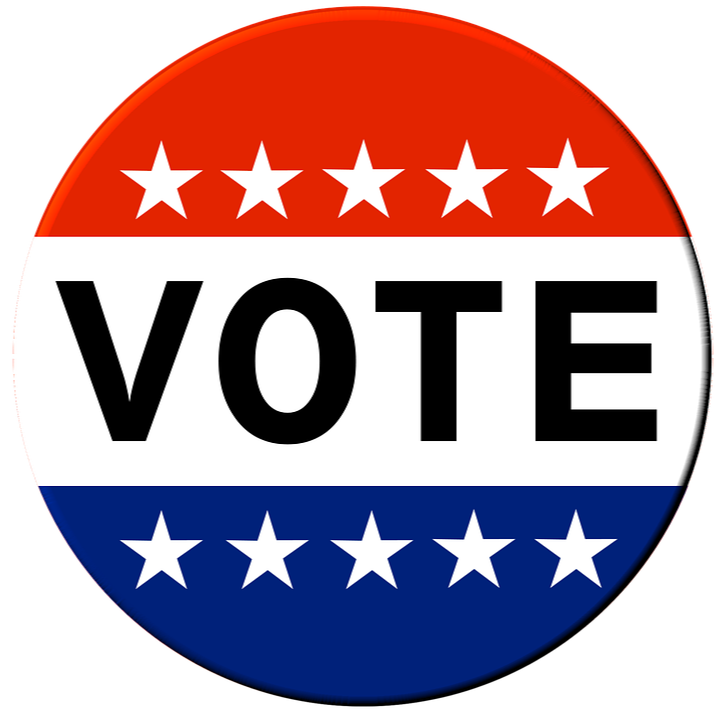 VOTE button, red, white and blue with white stars