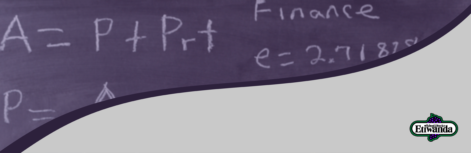 Etiwanda logo and  image of math equation on a chalkboard