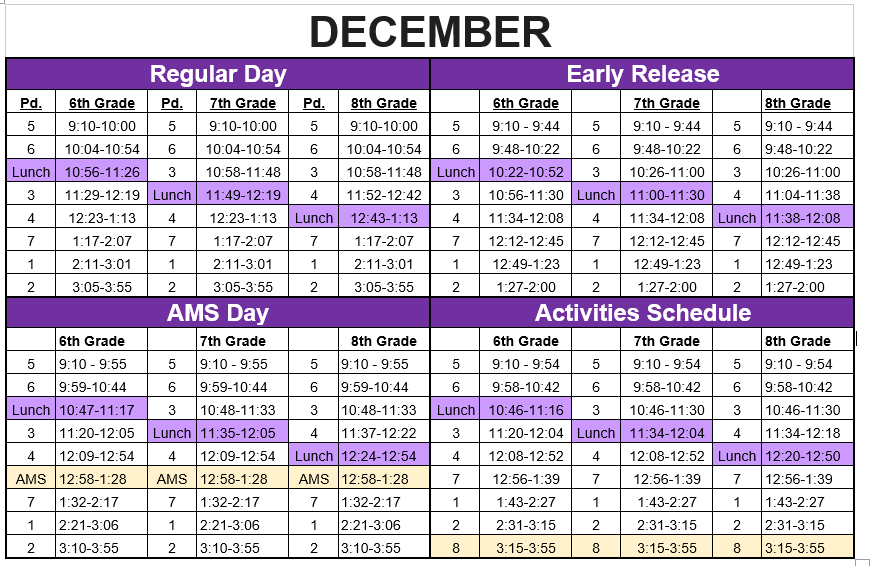 AMS Bell Schedule Dr. David L. Anderson Middle